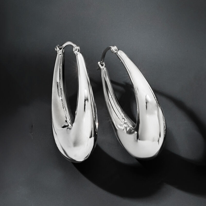 Sterling Silver Graduated Hoop Earrings. 1 1/4&quot; image number 4