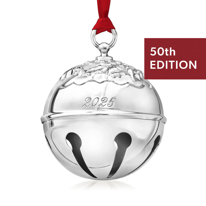 Reed & Barton 2025 Annual Silver Plate Holly Bell Ornament - 50th Edition image number 1