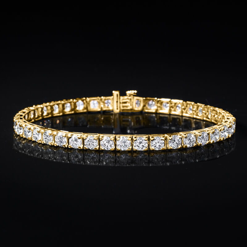 10.00 ct. t.w. Lab-Grown Diamond Tennis Bracelet in 14kt Yellow Gold image number 3