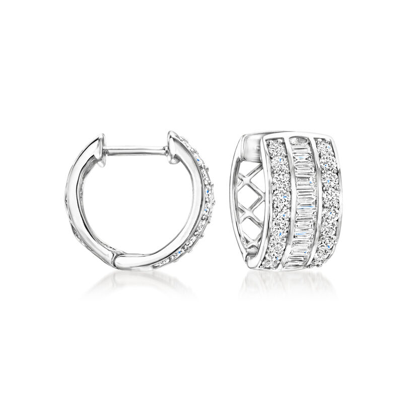1.00 ct. t.w. Lab-Grown Diamond Huggie Hoop Earrings in Sterling Silver. 1/2&quot; image number 0