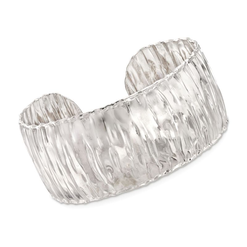 Italian Sterling Silver Wide Wavy Cuff Bracelet. 7.5&quot; image number 0