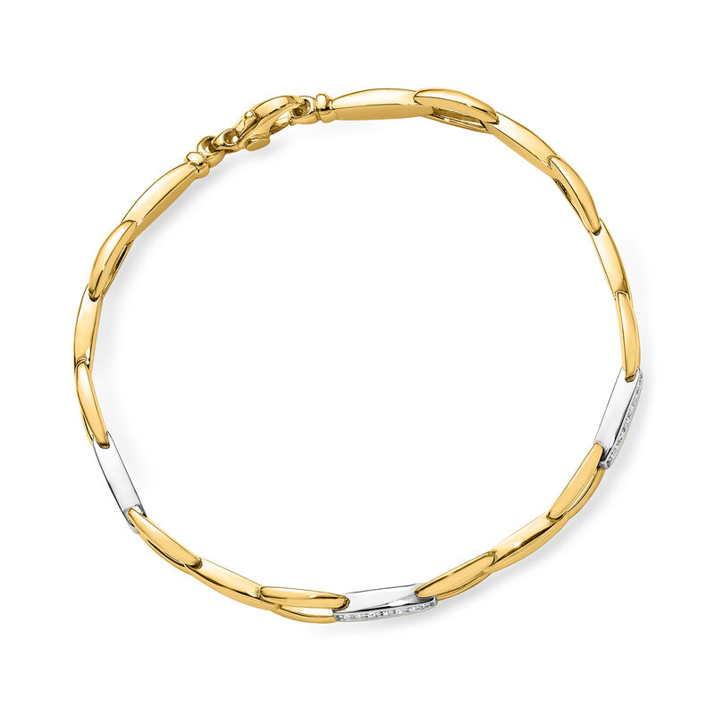 Italian .15 ct. t.w. Diamond Link Bracelet in 18kt Two-Tone Gold. 7.5&quot; image number 1