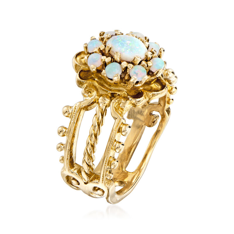 C. 1970 Vintage Opal Cluster Ring in 14kt Yellow Gold. Size 5.5 image number 2