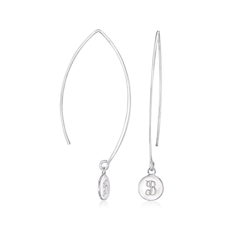 Sterling Silver Personalized Disc Drop Earrings image number 2