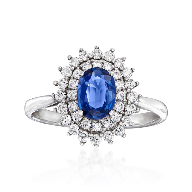 .60 Carat Sapphire and .44 ct. t.w. Diamond Ring in 18kt White Gold image number 0