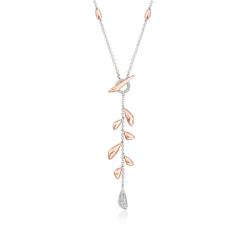 C. 1990 Vintage 1.10 ct. t.w. Diamond Toggle Y-Necklace in 14kt Two-Tone Gold. 17" image number 0