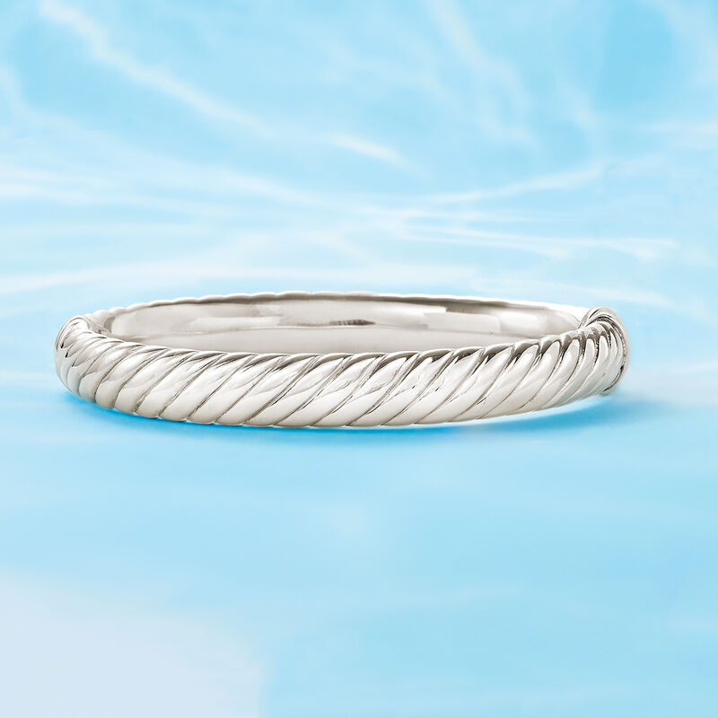 Sterling Silver Spiraled Oval Bangle Bracelet image number 3