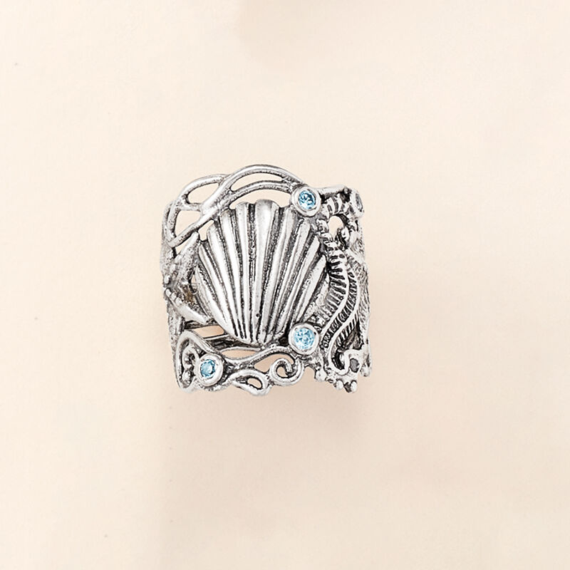 .85 ct. t.w. Blue Topaz Sea Life Ring in Sterling Silver image number 5