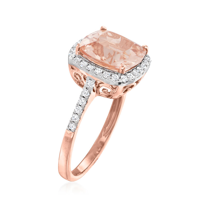 3.20 Carat Morganite and .38 ct. t.w. Diamond Ring in 14kt Rose Gold image number 2