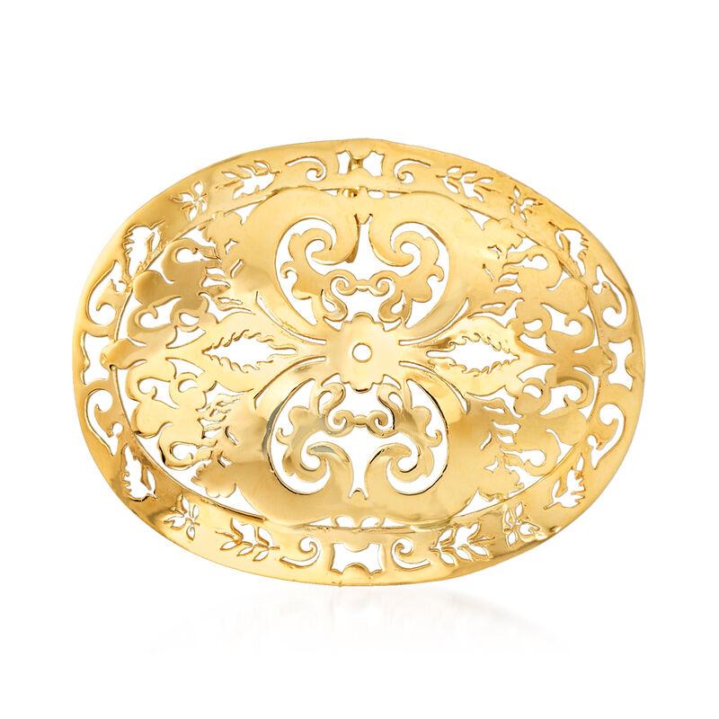 Italian 14kt Yellow Gold Oval Filigree Slide Pendant image number 0