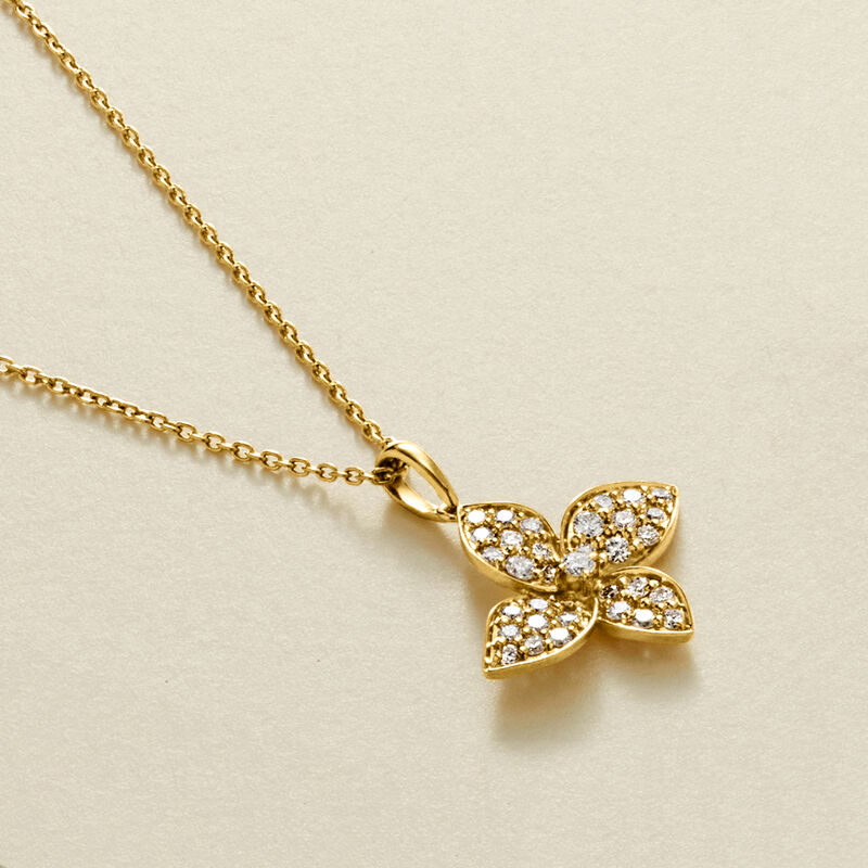 .50 ct. t.w. Lab-Grown Diamond Flower Pendant Necklace in 18kt Gold Over Sterling. 18" image number 2