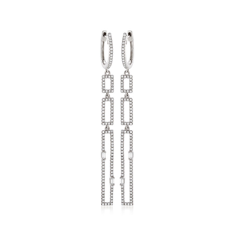 .74 ct. t.w. Diamond Open-Space Geometric Drop Earrings in 14kt White Gold image number 0