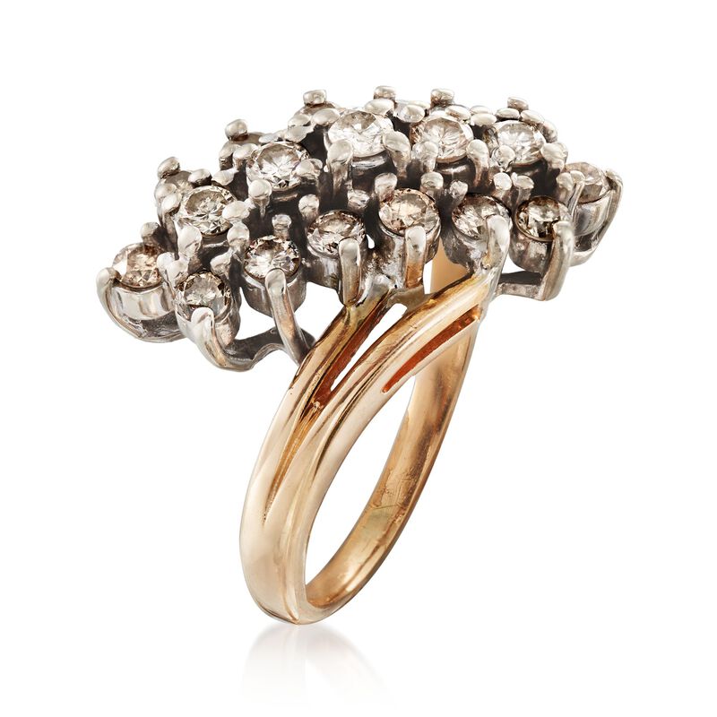 C. 1990 Vintage 1.35 ct. t.w. Diamond Waterfall Cluster Ring in 14kt Yellow Gold image number 2