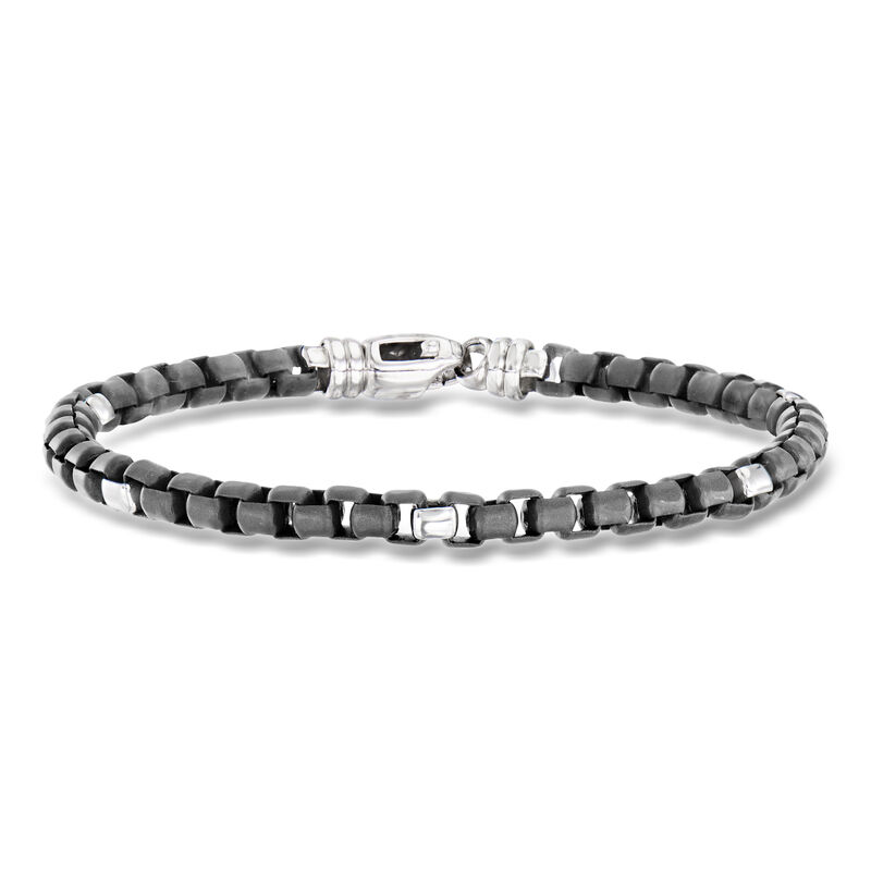 Phillip Gavriel Men's Black Ruthenium and Sterling Silver Box-Chain Bracelet. 8.75" image number 0