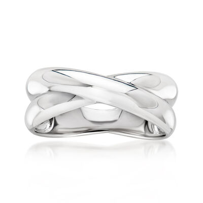 Sterling Silver Puffed Crisscross Ring