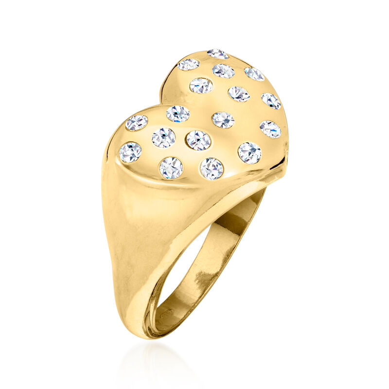 Italian .30 ct. t.w. CZ Heart Ring in 18kt Gold Over Sterling image number 2