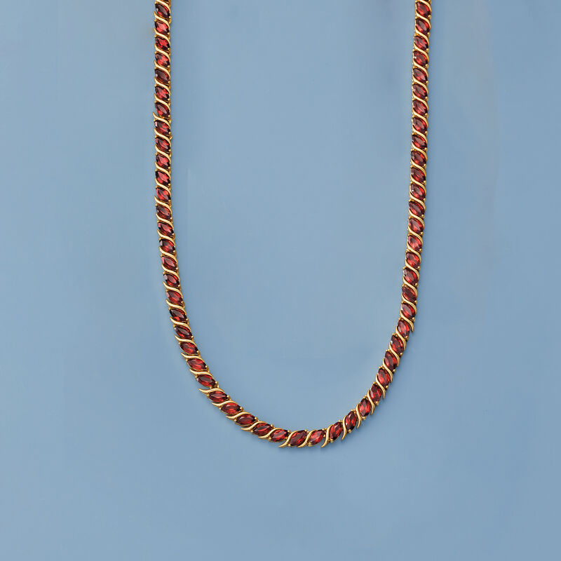20.00 ct. t.w. Garnet Tennis Necklace in 18kt Yellow Gold Over Sterling Silver image number 2