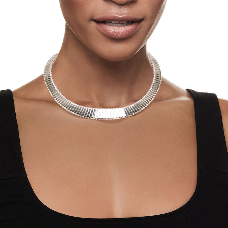 Italian Sterling Silver Tubogas Necklace image number 1