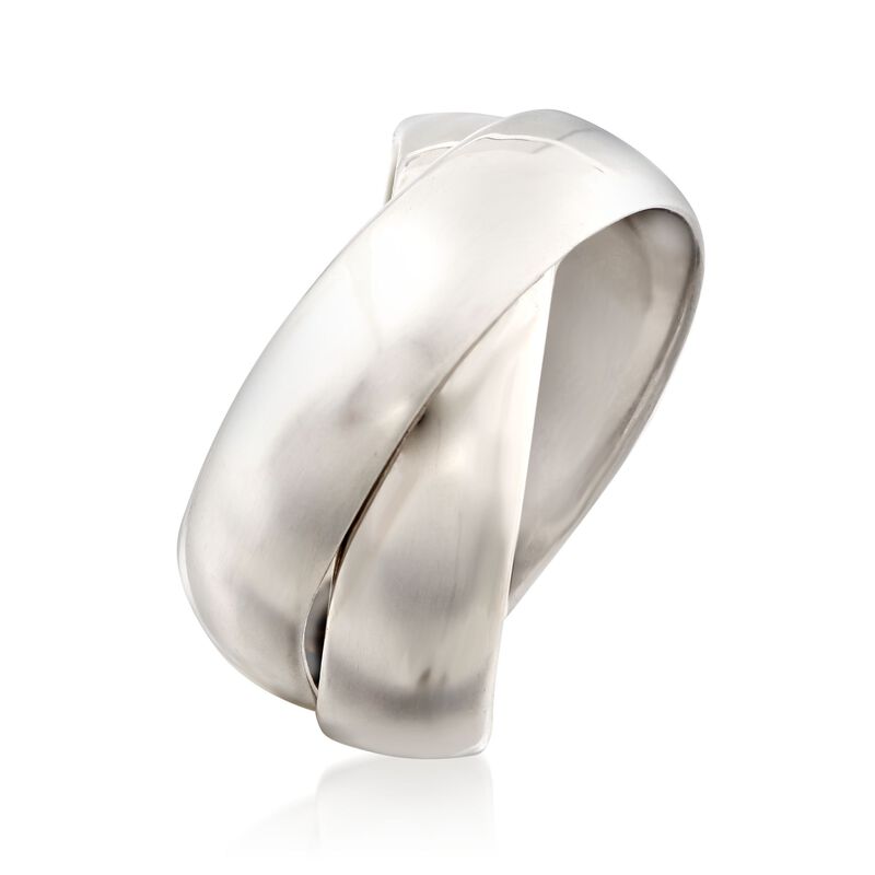 Italian Sterling Silver Two-Band Rolling Ring. Size 5 image number 2