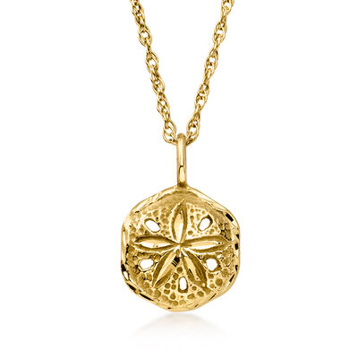 C. 1980 Vintage 14kt Yellow Gold Sand Dollar Pendant Necklace