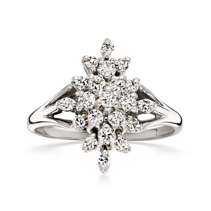 C. 1950 Vintage .33 ct. t.w. Diamond Cluster Ring in 14kt White Gold. Size 6 image number 0