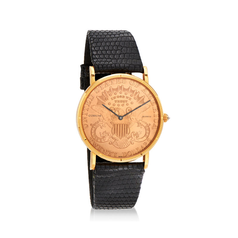 C. 1980 Vintage Corum Coin Women's 20mm 18kt and 22kt Yellow Gold Watch image number 0