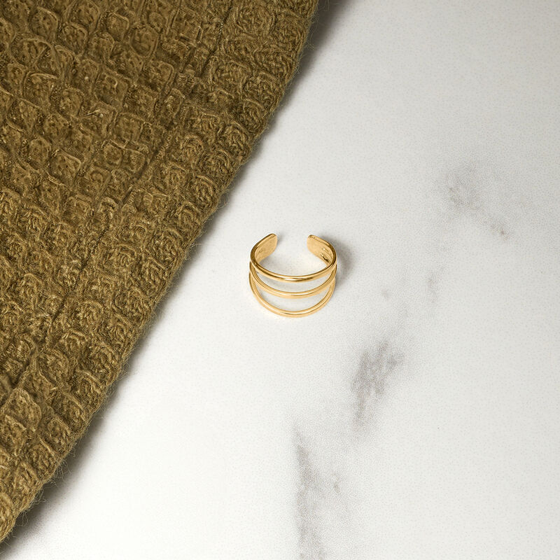 10kt Yellow Gold Three-Row Single Ear Cuff  image number 1