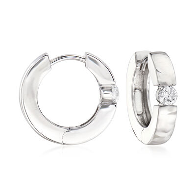 .25 ct. t.w. Diamond Huggie Hoop Earrings in 14kt White Gold