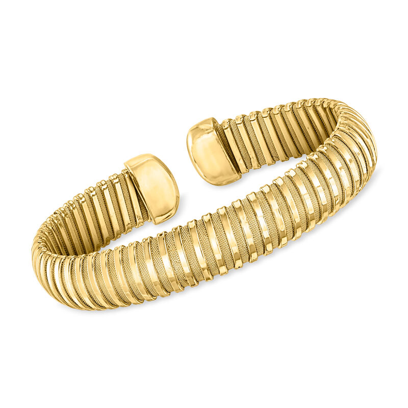 Italian 14kt Yellow Gold-Plated Tubogas Cuff Bracelet image number 0