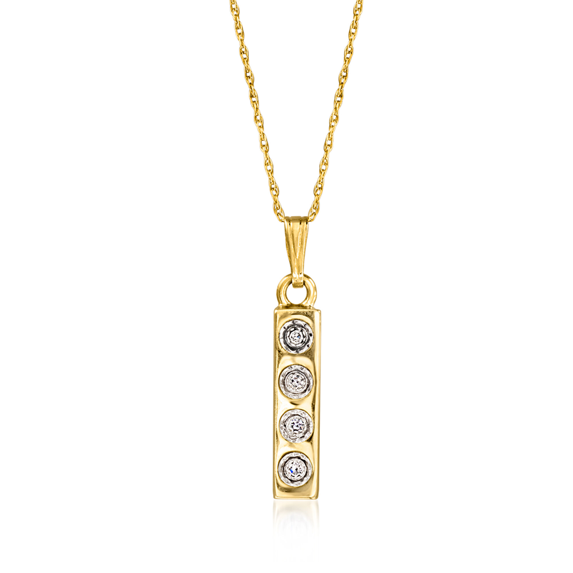 90s 00s vintage ゴールド  ネックレス sv925 F24 C. 1990 Vintage Diamond Bar Pendant Necklace in 14kt Yellow Gold