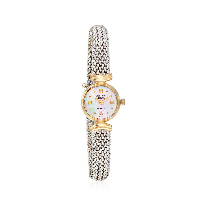 C. 1990 Vintage Christian Geneve 14kt Two-Tone Gold Mesh Watch image number 0