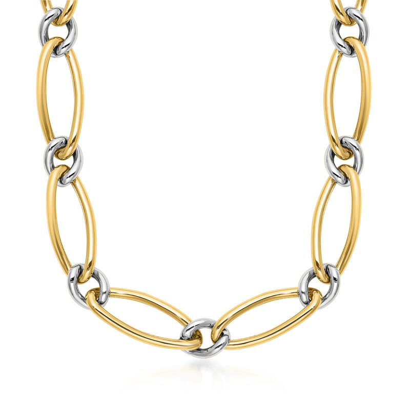 Italian 18kt Two-Tone Gold Link Necklace. 17.5" image number 0