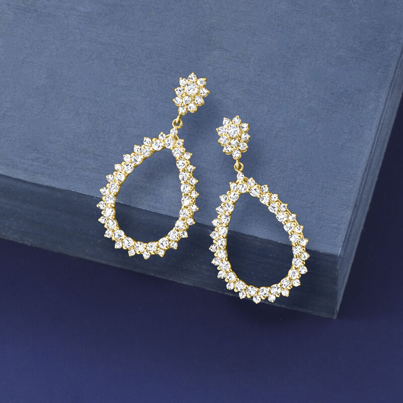 1.50 ct. t.w. Diamond Open-Teardrop Earrings in 14kt Yellow Gold image number 5