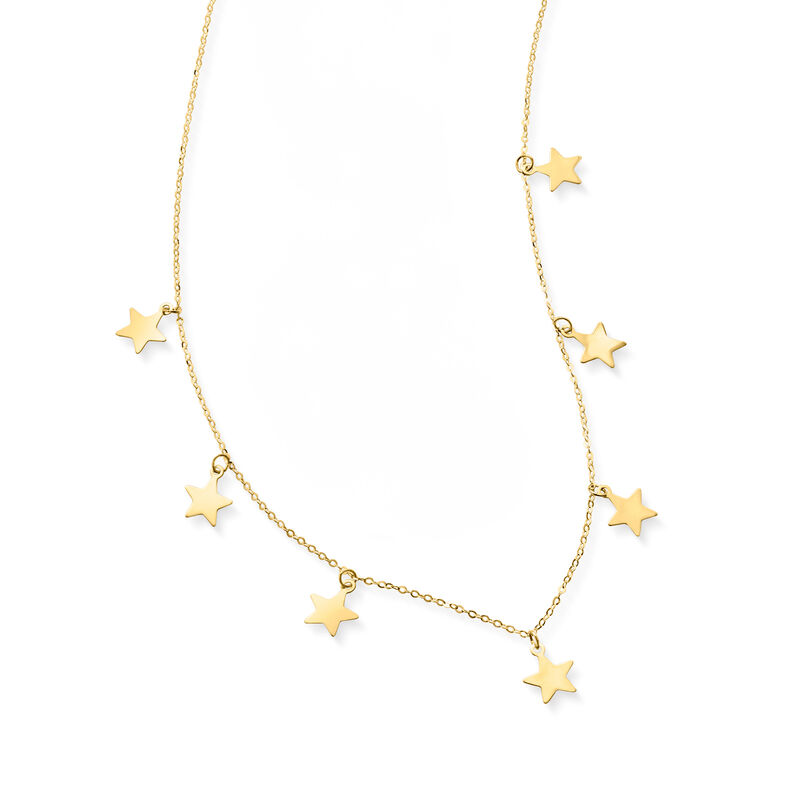Italian 14kt Yellow Gold Multi-Star Charm Necklace. 16&quot; image number 2