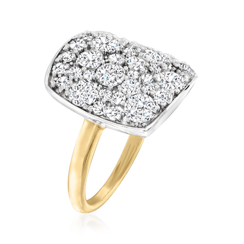2.00 ct. t.w. Diamond Mosaic Cluster Ring in Sterling Silver and 14kt Yellow Gold image number 2