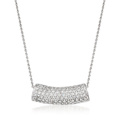 C. 2000 Vintage 1.14 ct. t.w. Diamond Barrel Pendant Necklace in 18kt White Gold
