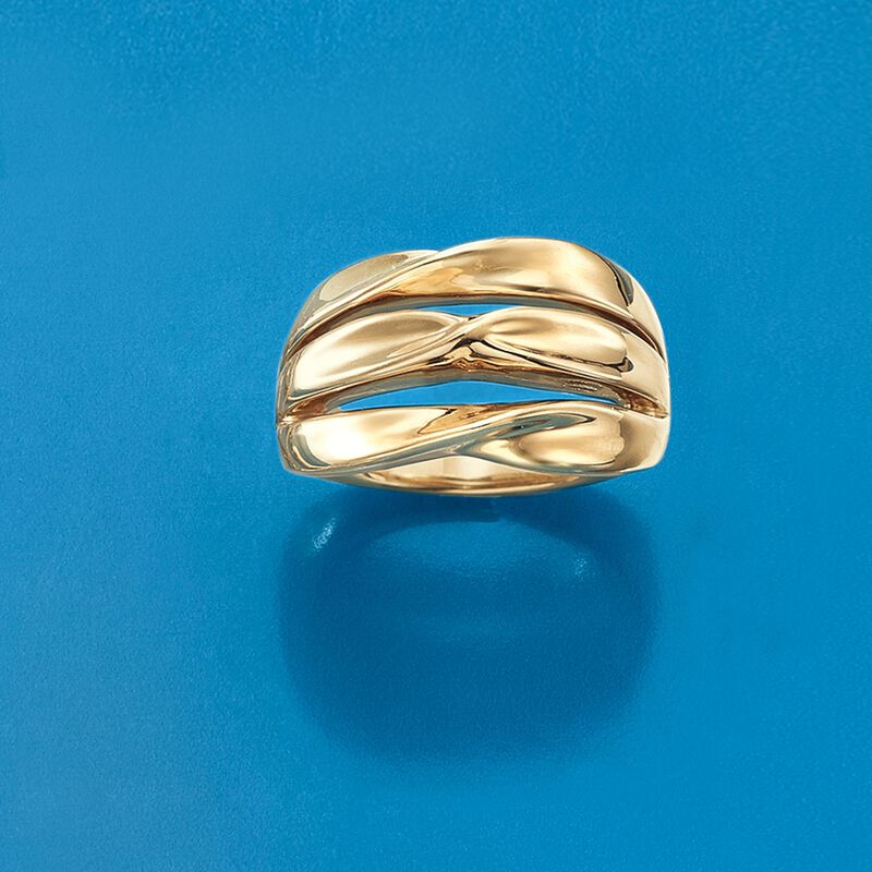 14kt Yellow Gold Three-Row Twist Ring image number 3