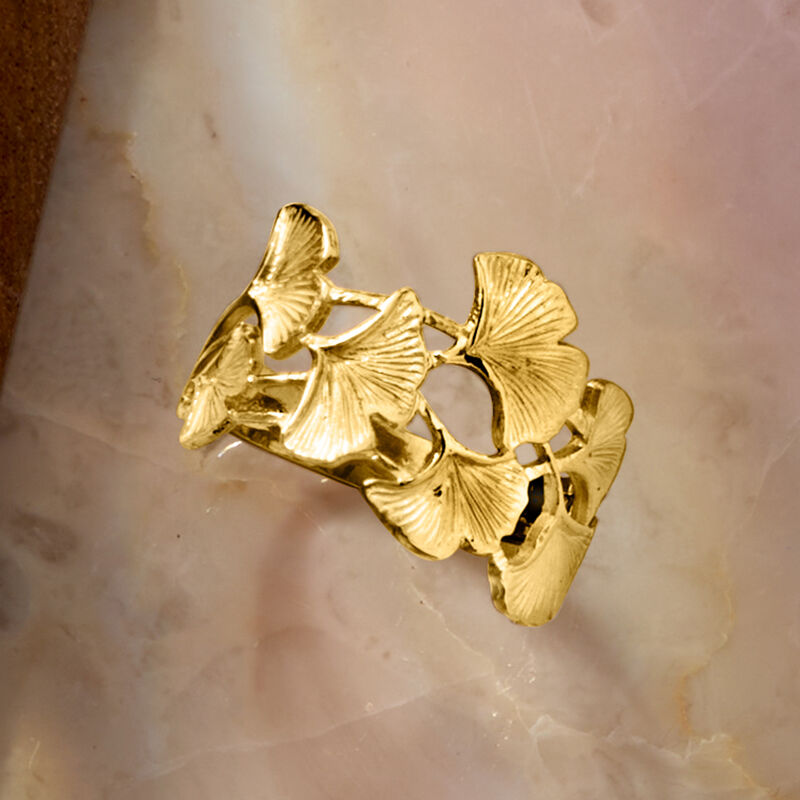 Italian 14kt Yellow Gold Ginkgo Leaf Ring image number 4