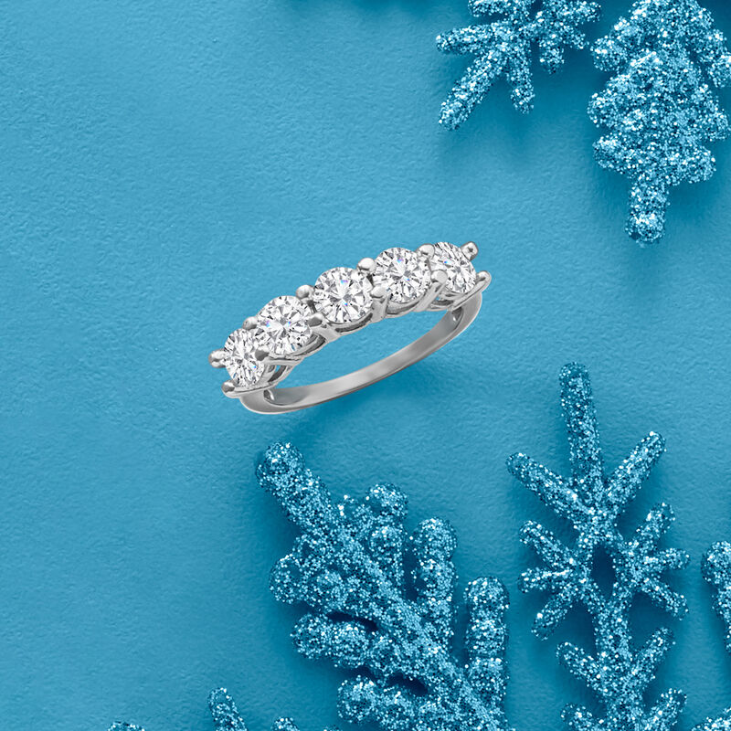 2.00 ct. t.w. CZ Five-Stone Ring in 14kt White Gold image number 3