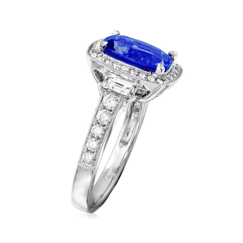 3.00 Carat Tanzanite and .83 ct. t.w. Diamond Ring in 18kt White Gold. Size 7 image number 2