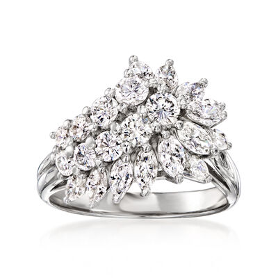 C. 2000 Vintage 1.68 ct. t.w. Diamond Cluster Ring in Platinum