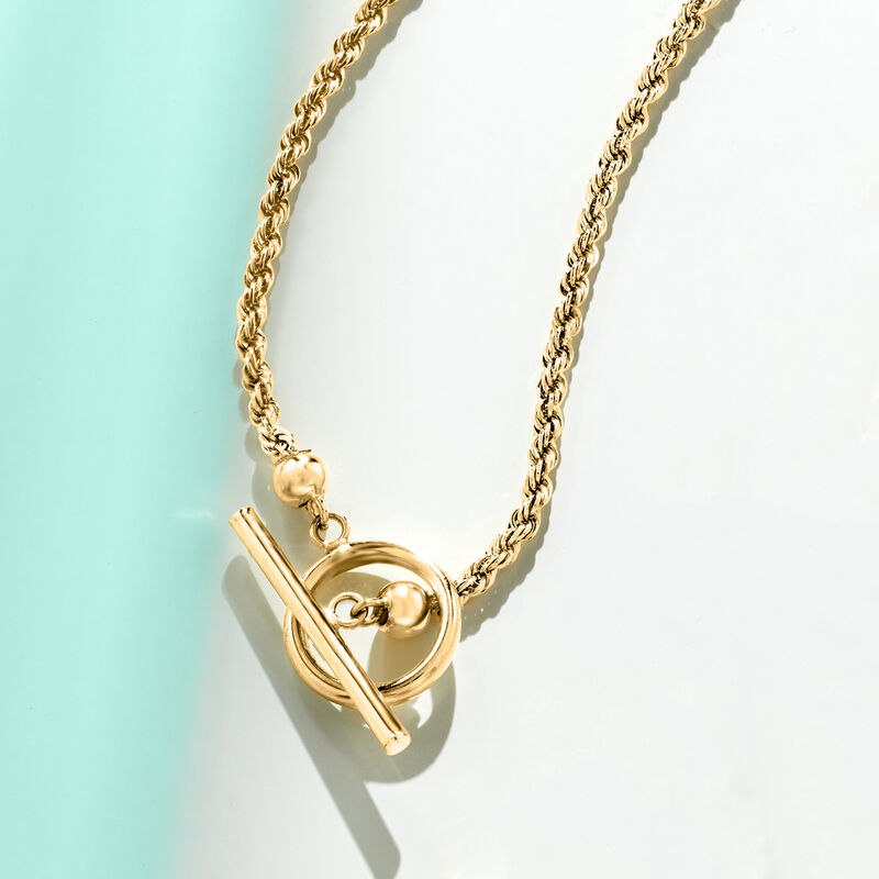 2.2mm 10kt Yellow Gold Rope-Chain Toggle Necklace image number 3