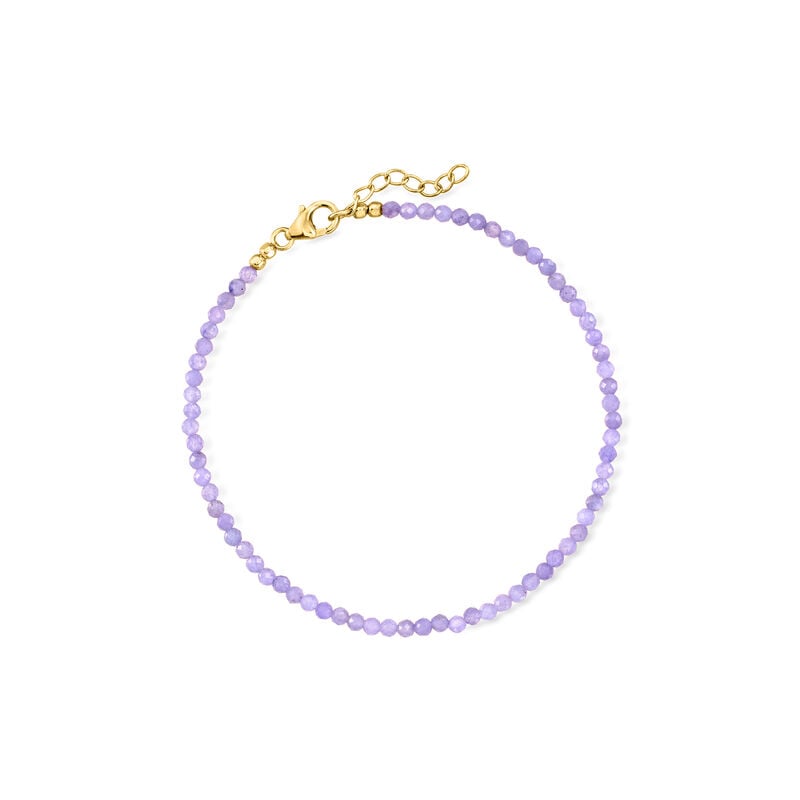 14.00 ct. t.w. Tanzanite Bead Anklet with 18kt Gold Over Sterling. 9" image number 0