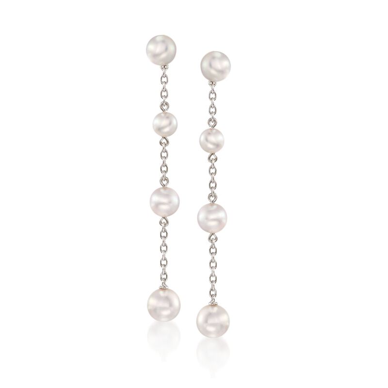Mikimoto 4.5-6mm A+ Akoya Pearl Station Drop Earrings in 18kt White Gold image number 0