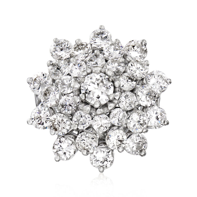 C. 1980 Vintage 5.00 ct. t.w. Diamond Cluster Ring in 14kt White Gold. Size 6.5 image number 0