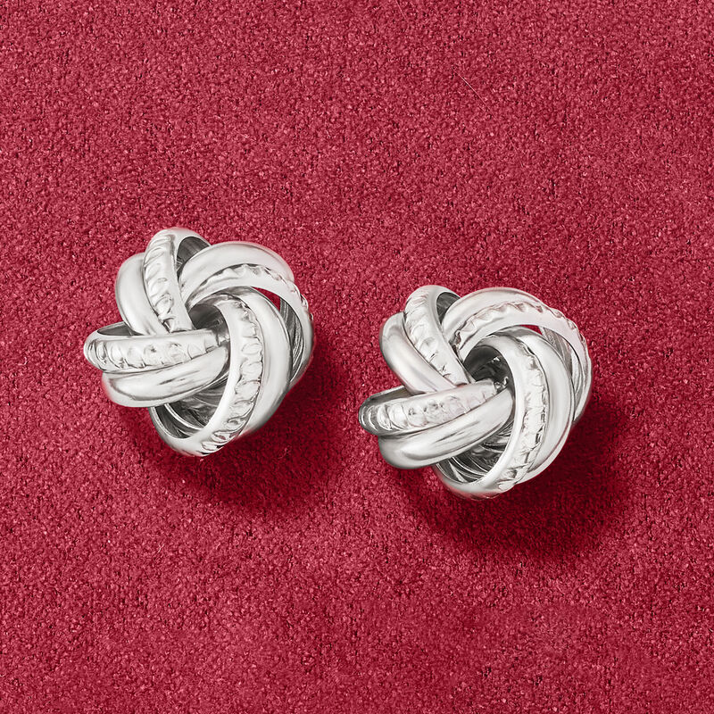 Italian Sterling Silver Love Knot Earrings image number 3