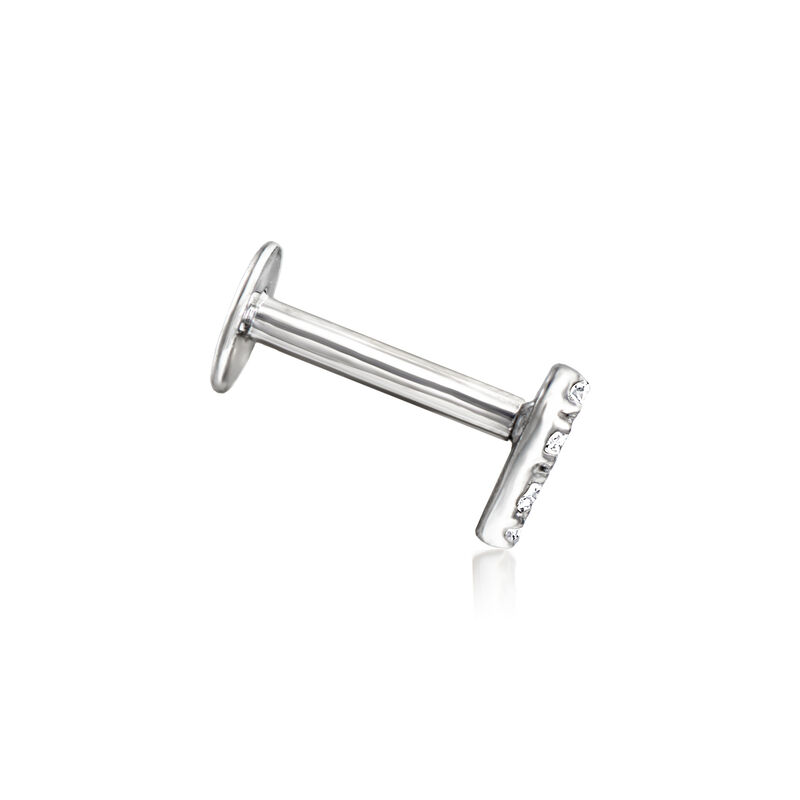 Diamond-Accented Heart Single Flat-Back Stud Earring in Sterling Silver image number 2
