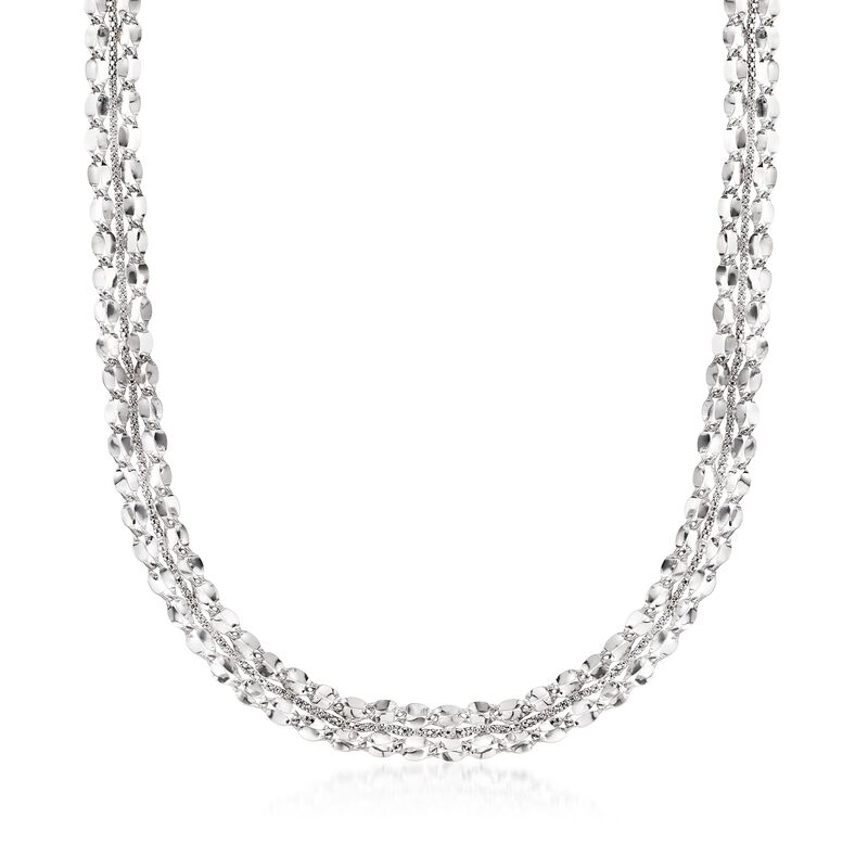Italian Sterling Silver Mirror-Link Collar Necklace image number 0