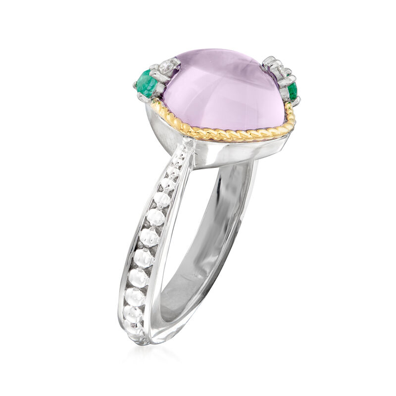 Andrea Candela &quot;Dulcitos&quot; 4.00 Carat Amethyst and Emerald-Accented Ring in Sterling Silver and 18kt Yellow Gold image number 2