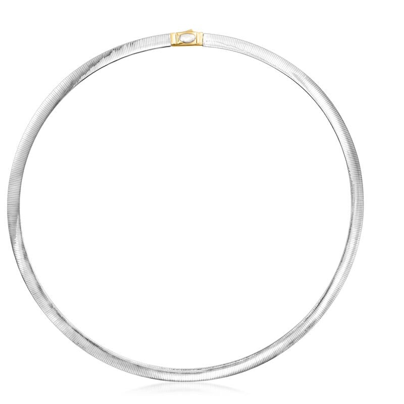 Italian 14kt Two-Tone Gold Reversible Omega Necklace. 16&quot; image number 2